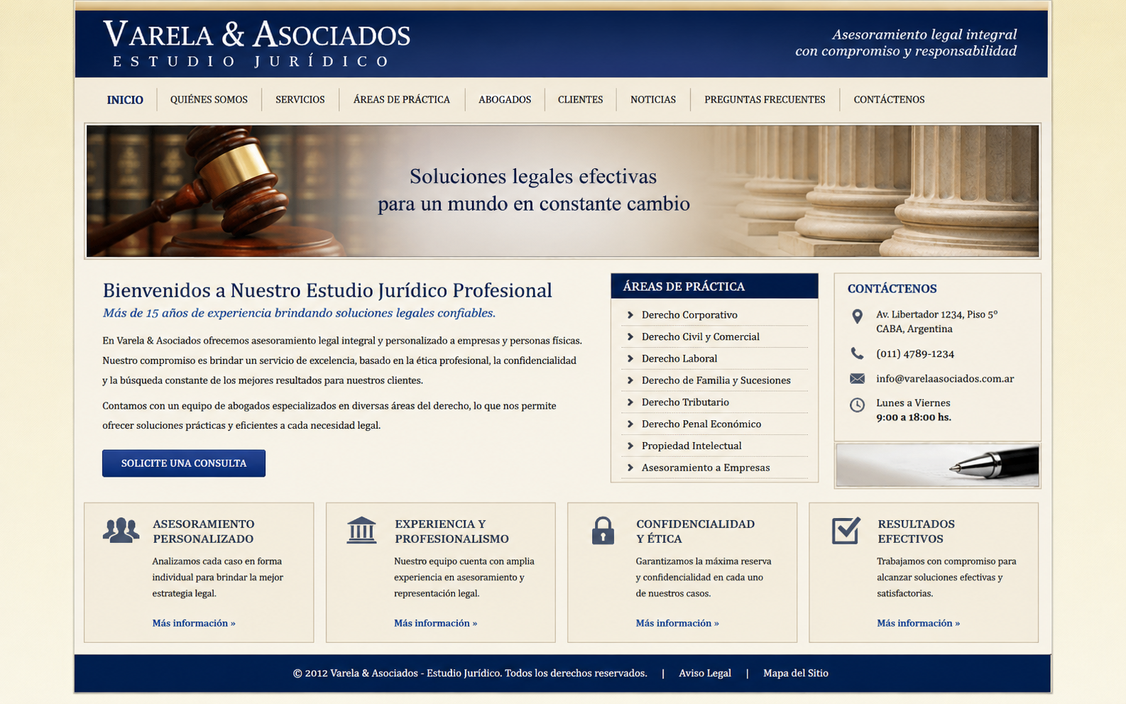 Antes — web antigua